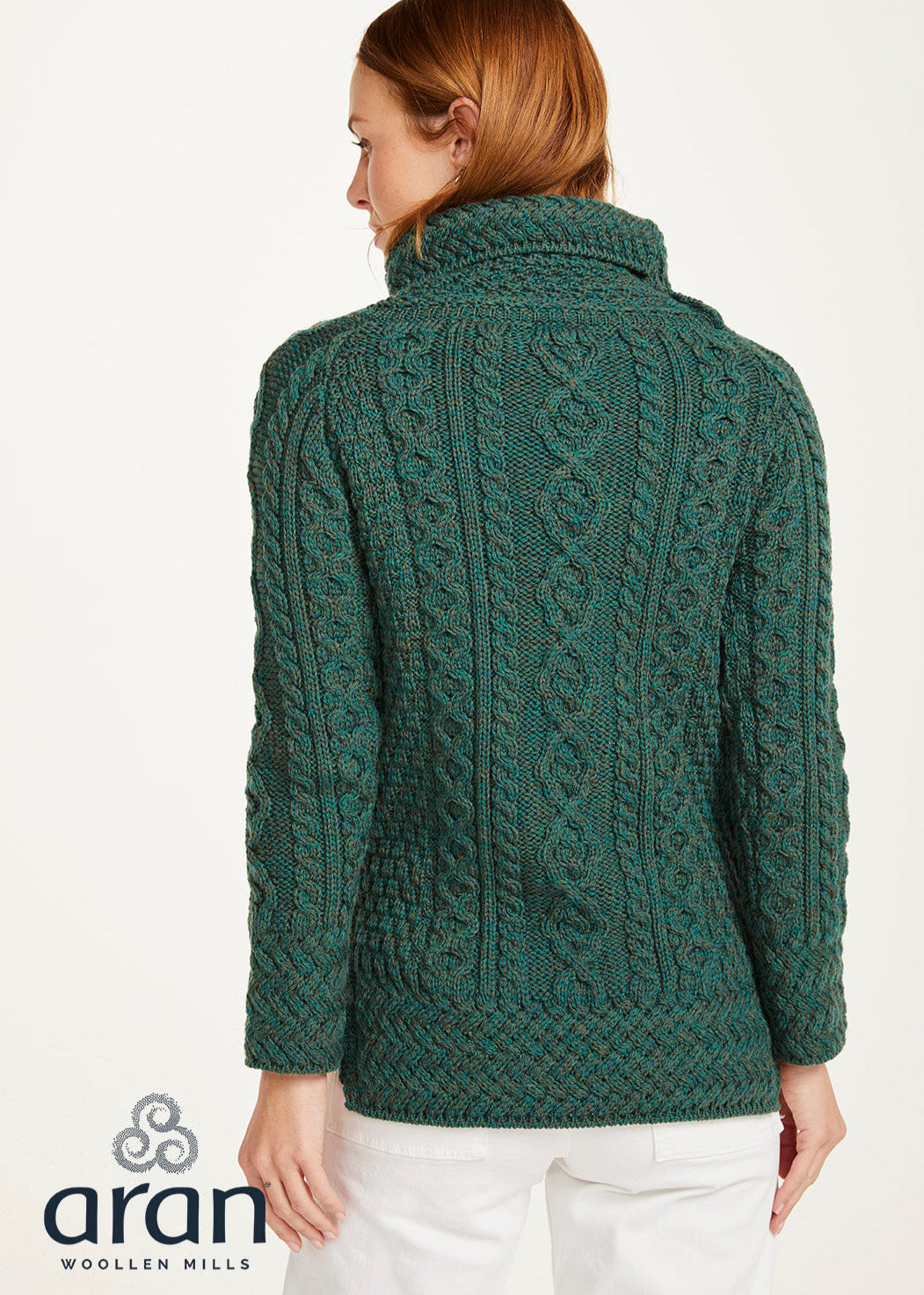 Ladies Aran Roll Neck Sweater