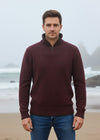 IrelandsEye Men's Lambswool Zip Sweater | Claret