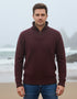 IrelandsEye Men's Lambswool Zip Sweater | Claret