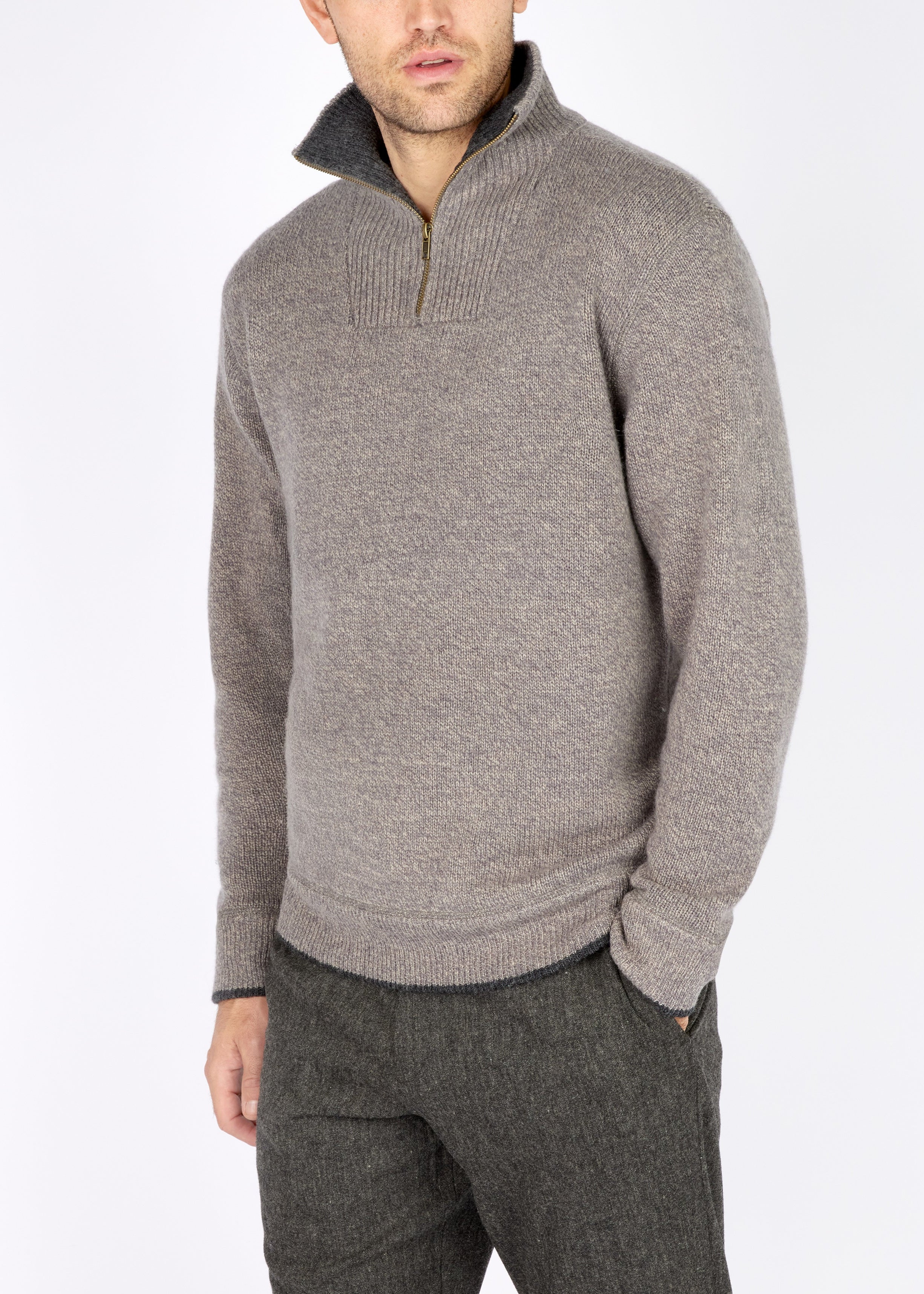 IrelandsEye Men's Zip Sweater | Ghost Grey