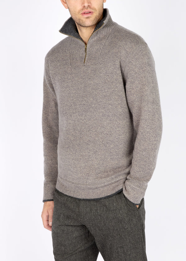 IrelandsEye Men's Zip Sweater | Ghost Grey