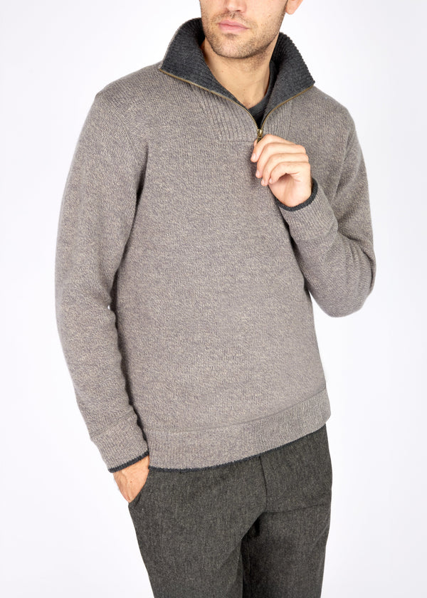 IrelandsEye Men's Zip Sweater | Ghost Grey