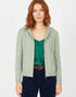 IrelandsEye Women's Aran Hooded Cardigan | Sage Marl