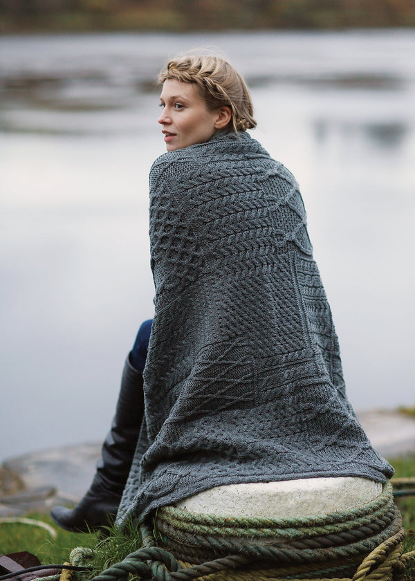 Aran Patchwork Blanket | Charcoal