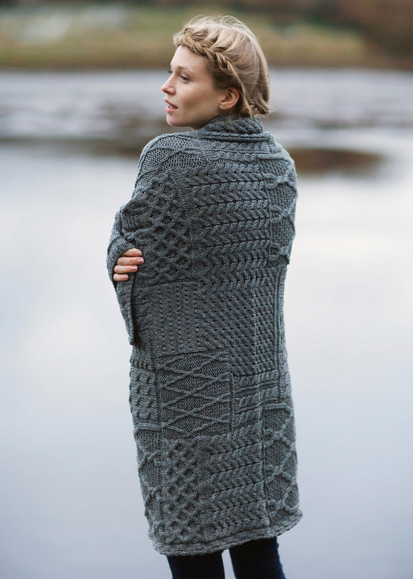 Aran Patchwork Blanket | Charcoal