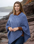 Aran Merino Wool V Poncho - Denim Marl - Clearance