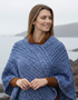 Aran Merino Wool V Poncho - Denim Marl - Clearance