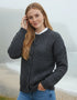 Ladies Merino Wool Aran Cardigan | Charcoal