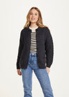 Achill Island Ladies Aran Cardigan | Charcoal