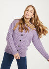 Achill Island Ladies Aran Cardigan - Lavender
