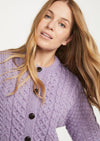 Achill Island Ladies Aran Cardigan - Lavender
