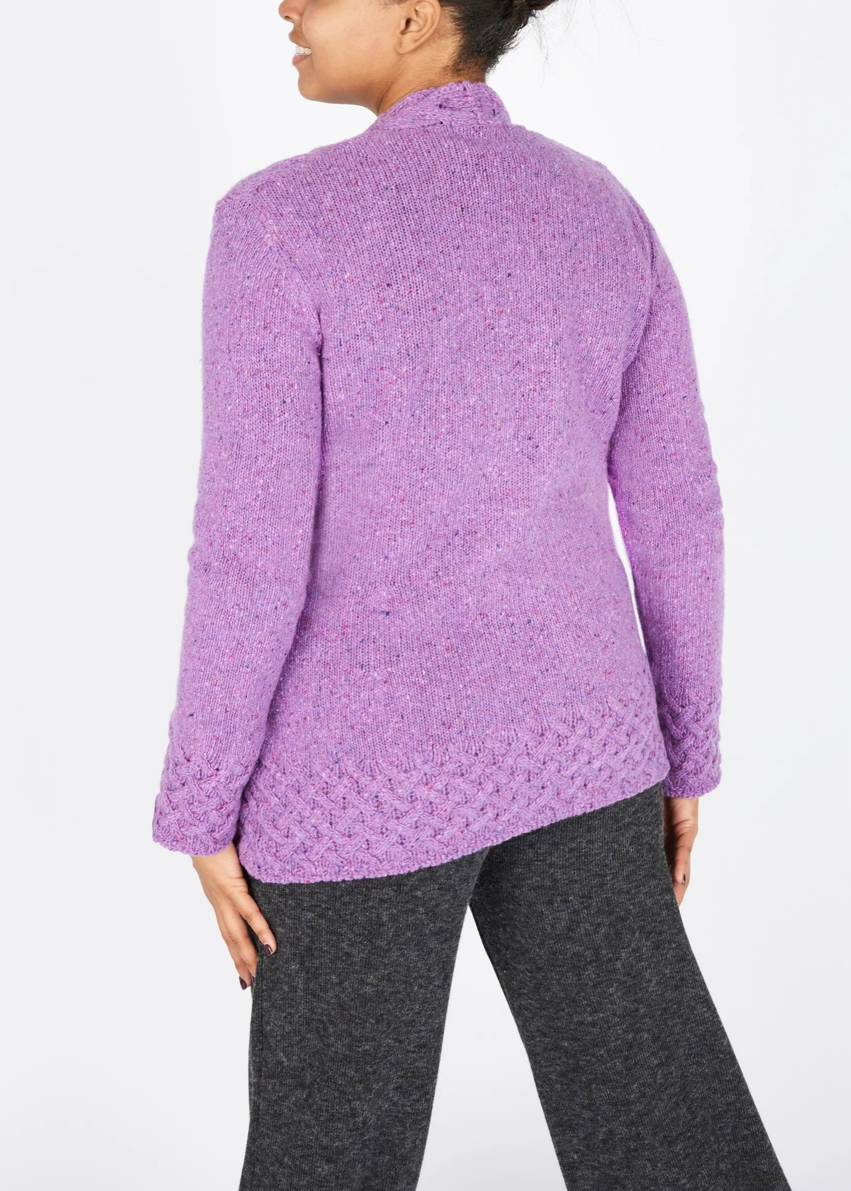 IrelandsEye Horseshoe Aran Cardigan | Orchid