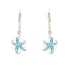 Starfish Drop Pearl Earrings With Aqua Swarovski® Crystals