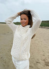 Aran Bikers Claddagh Side Zip Cardigan | Natural