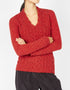 Women's Horseshoe V Neck Aran Sweater - Chilli | Wool Cashmere - Clearance