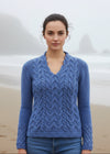 Horseshoe V Neck Aran Sweater | Marina