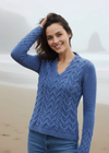 Horseshoe V Neck Aran Sweater | Marina