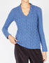 Women's Horseshoe V Neck Aran Sweater - Marina | Wool Cashmere - Clearance