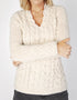 IrelandsEye Horseshoe Cable V Neck | Chalkstone - Clearance