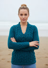 Horseshoe V Neck Aran Sweater | Teal Harbour