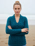 Horseshoe V Neck Aran Sweater | Teal Harbour
