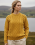 Women's Aran Sweater - Sunflower | 100% Merino Wool | IrelandsEye