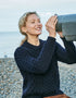 IrelandsEye Women's Merino Wool Aran Sweater | Navy