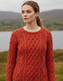 Women's Lambay Aran Sweater - Orange Marl | 100% Merino Wool | IrelandsEye