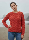 IrelandsEye Women's Lambay Aran Sweater | Orange Marl