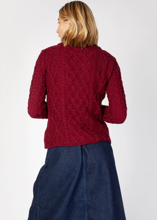 IrelandsEye Lambay Aran Sweater | Claret