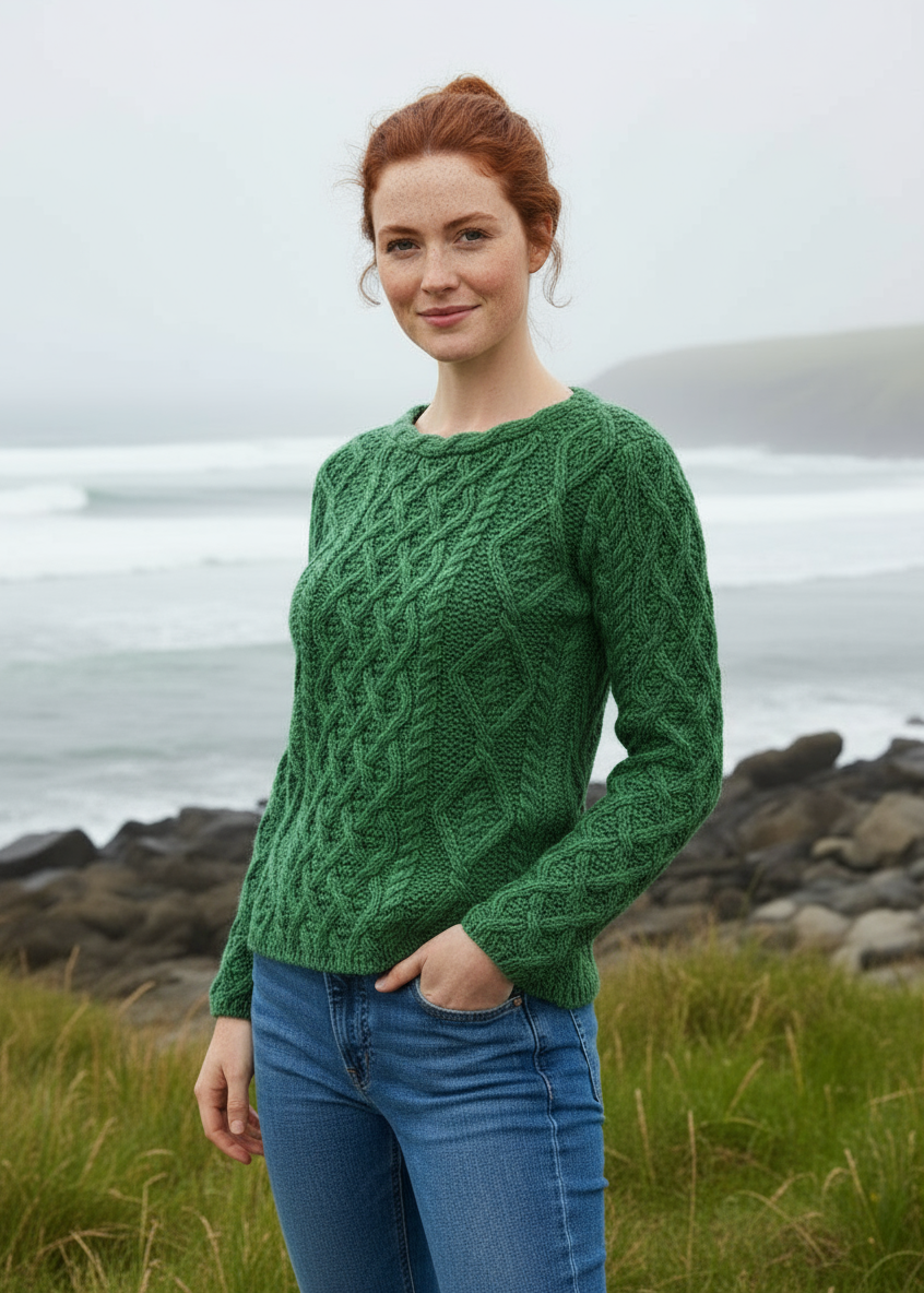 Lambay Aran Sweater | green