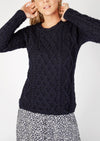IrelandsEye Women's Lambay Aran Sweater | Navy