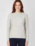 IrelandsEye Lambay Aran Pull | Chine argentée