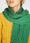 Merino Aran Scarf - Green Marl