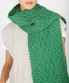 Merino Aran Scarf - Green Marl
