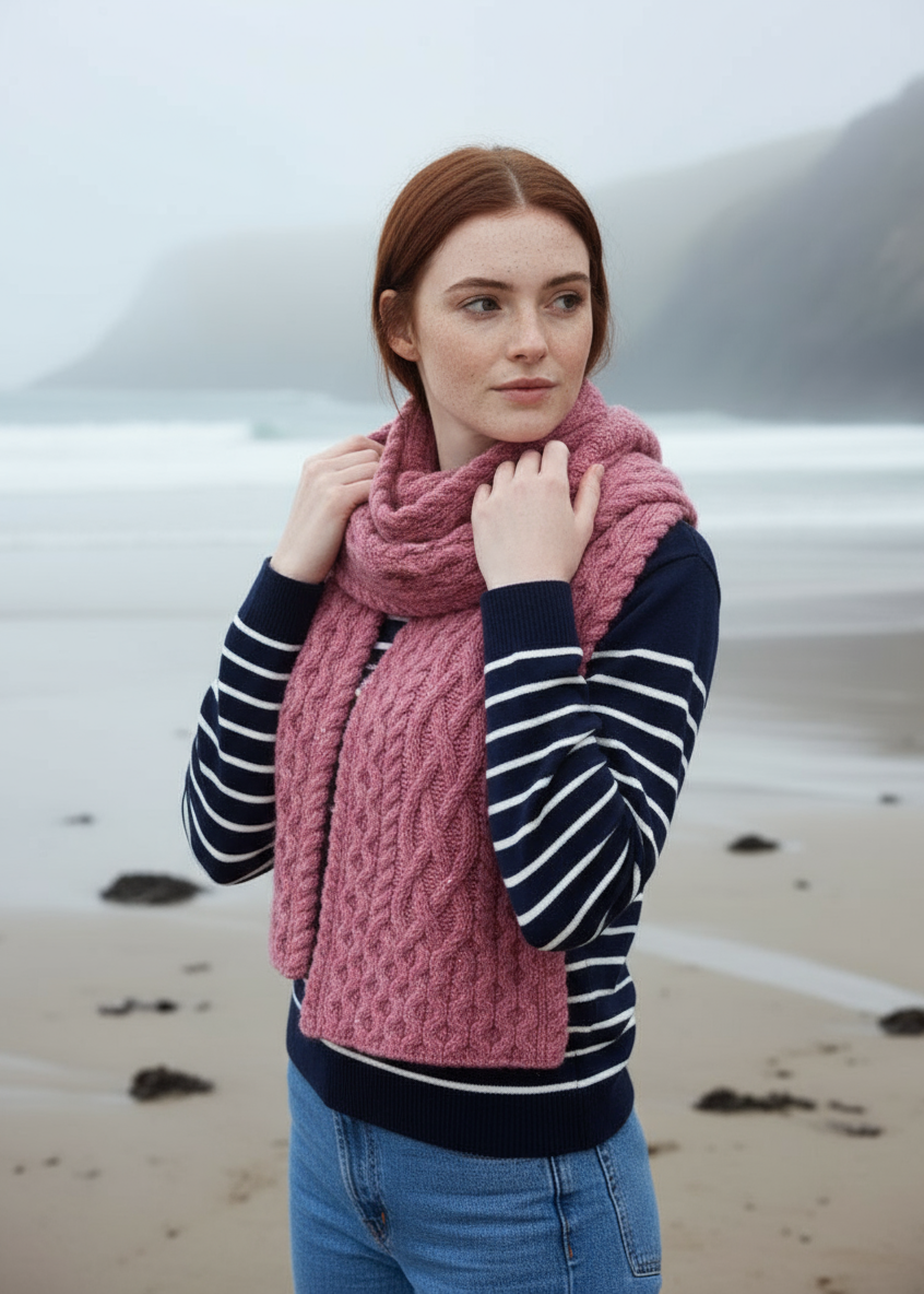 IrelandsEye Luxe Aran Scarf | Bubblegum