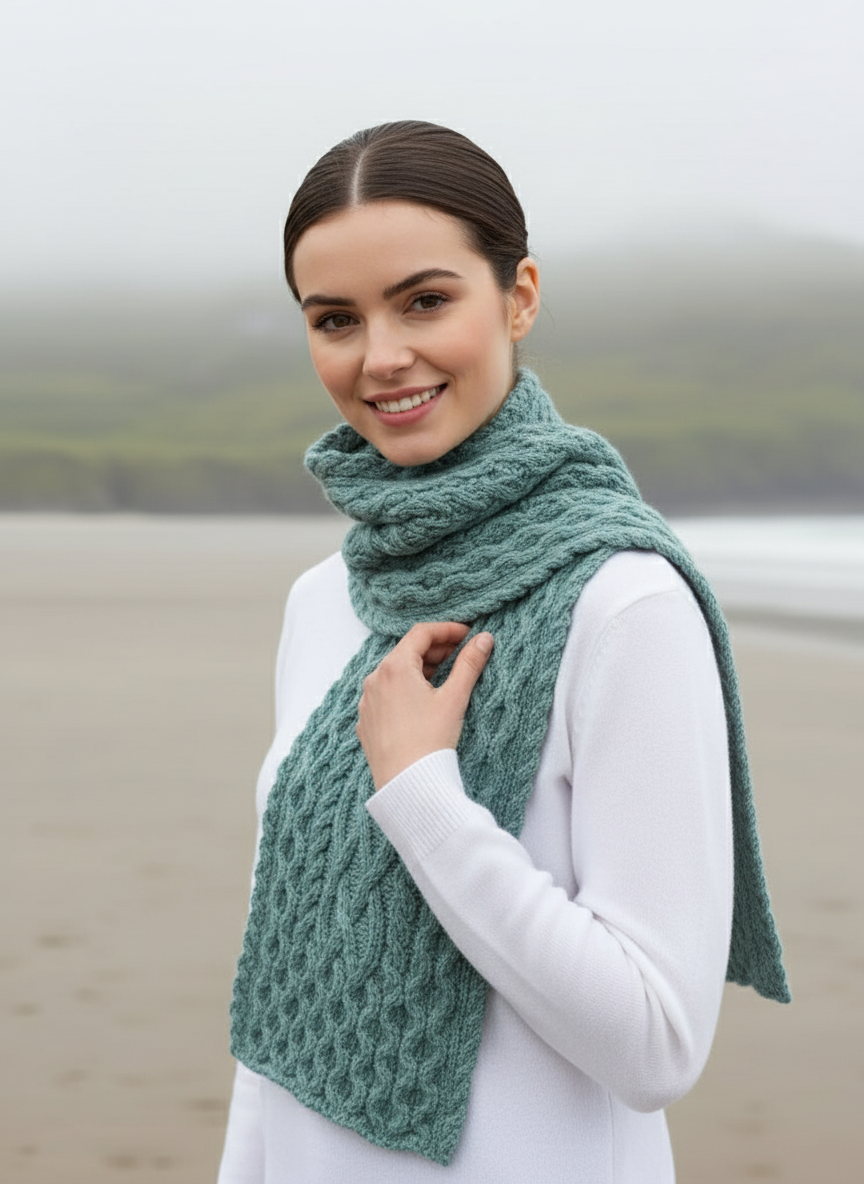 IrelandsEye Luxe Aran Scarf | Ocean Mist