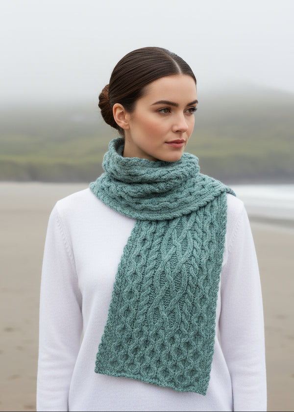 IrelandsEye Luxe Aran Scarf | Ocean Mist