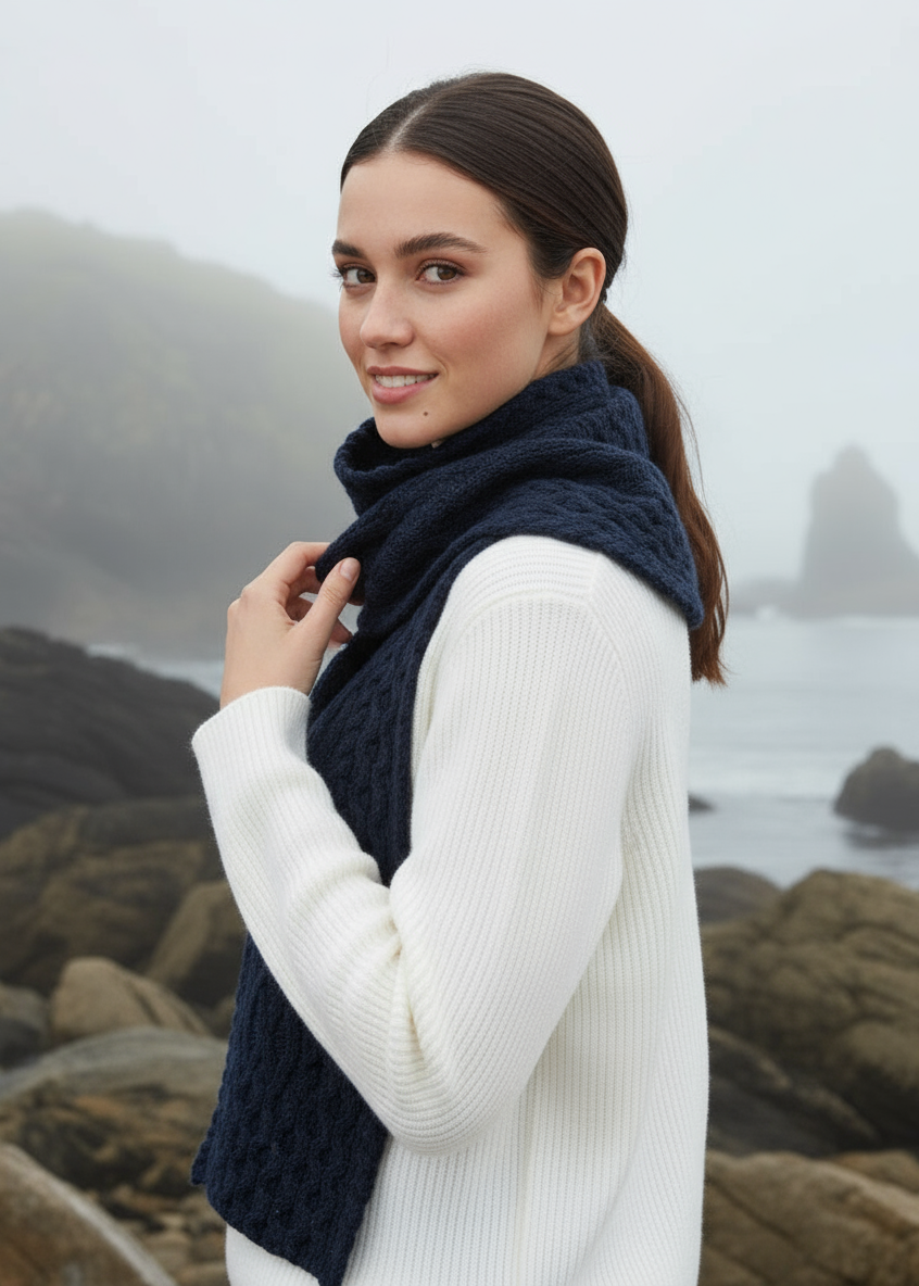 IrelandsEye Aran Luxe Scarf | Rich Navy