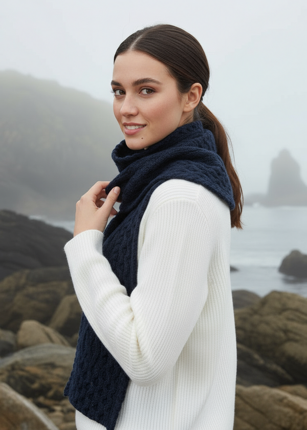 IrelandsEye Aran Luxe Scarf | Rich Navy