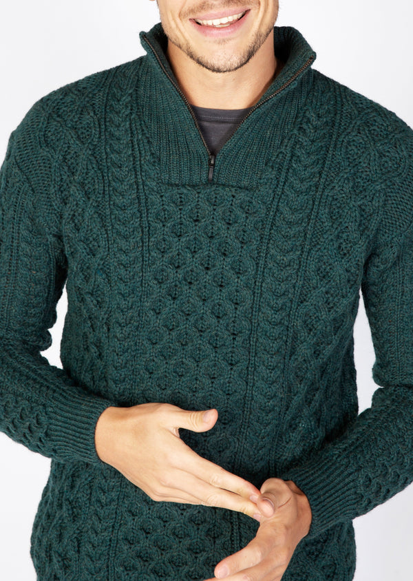 IrelandsEye Men's Dromore Aran Sweater | Green