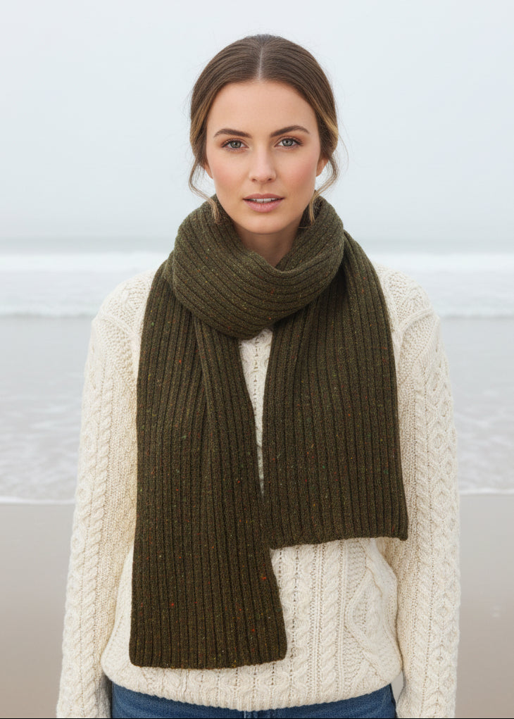 IrelandsEye Luxe Ribbed Scarf | Loden