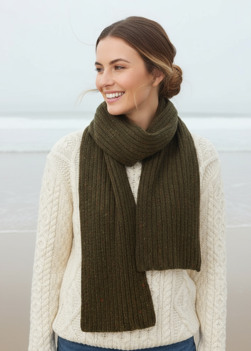 IrelandsEye Luxe Ribbed Scarf | Loden