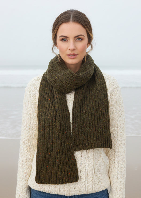 IrelandsEye Luxe Ribbed Scarf | Loden