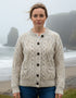 Ladies Aran Cardigan | Flecked Cream