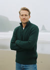 IrelandsEye Men's Ribbed Zip Neck Sweater | Green
