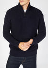 IrelandsEye Men's Ribbed Zip Neck Sweater - Navy