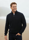 IrelandsEye Men's Ribbed Zip Neck Sweater - Navy