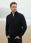 IrelandsEye Men's Ribbed Zip Neck Sweater | Navy