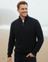 IrelandsEye Men's Ribbed Zip Neck Sweater | Navy